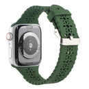 Hollow Out Silicone Watch Band For Apple Watch Series 7 45mm / 6&SE&5&4 44mm / 3&2&1 42mm(Olive Green)