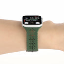 Hollow Out Silicone Watch Band For Apple Watch Series 7 45mm / 6&SE&5&4 44mm / 3&2&1 42mm(Olive Green)