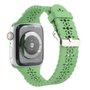 Hollow Out Silicone Watch Band For Apple Watch Series 7 45mm / 6&SE&5&4 44mm / 3&2&1 42mm(Grass Green)