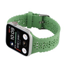Hollow Out Silicone Watch Band For Apple Watch Series 7 45mm / 6&SE&5&4 44mm / 3&2&1 42mm(Grass Green)