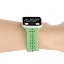 Hollow Out Silicone Watch Band For Apple Watch Series 7 45mm / 6&SE&5&4 44mm / 3&2&1 42mm(Grass Green)