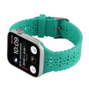 Hollow Out Silicone Watch Band For Apple Watch Series 7 45mm / 6&SE&5&4 44mm / 3&2&1 42mm(Cyan)