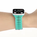 Hollow Out Silicone Watch Band For Apple Watch Series 7 45mm / 6&SE&5&4 44mm / 3&2&1 42mm(Cyan)