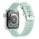 Hollow Out Silicone Watch Band For Apple Watch Series 7 45mm / 6&SE&5&4 44mm / 3&2&1 42mm(Light Green)