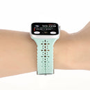 Hollow Out Silicone Watch Band For Apple Watch Series 7 45mm / 6&SE&5&4 44mm / 3&2&1 42mm(Light Green)