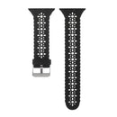 Hollow Out Silicone Watch Band For Apple Watch Series 7 45mm / 6&SE&5&4 44mm / 3&2&1 42mm(Black)