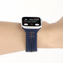 Hollow Out Silicone Watch Band For Apple Watch Series 7 45mm / 6&SE&5&4 44mm / 3&2&1 42mm(Dark Blue)