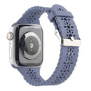 Hollow Out Silicone Watch Band For Apple Watch Series 7 45mm / 6&SE&5&4 44mm / 3&2&1 42mm(Grey Blue)