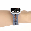 Hollow Out Silicone Watch Band For Apple Watch Series 7 45mm / 6&SE&5&4 44mm / 3&2&1 42mm(Grey Blue)