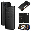 For OPPO Realme 8i Carbon Fiber Texture Horizontal Flip TPU + PC + PU Leather Case with Card Slot(Black)