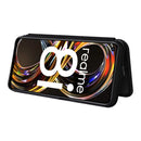 For OPPO Realme 8i Carbon Fiber Texture Horizontal Flip TPU + PC + PU Leather Case with Card Slot(Black)