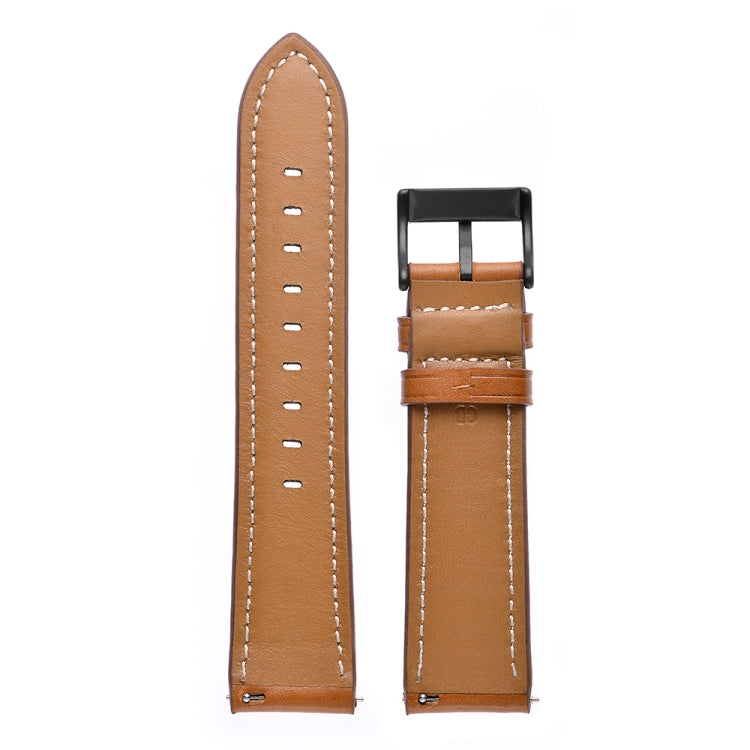 For Samsung Galaxy Watch 46mm Leather Watch Band(Brown)