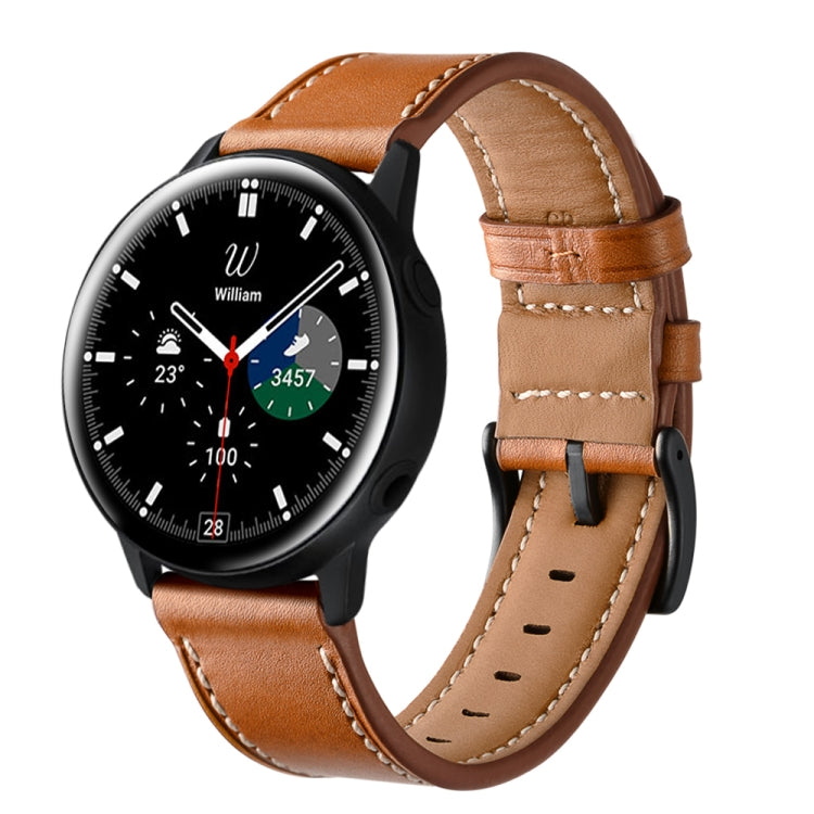 For Samsung Galaxy Watch 46mm Leather Watch Band(Brown)