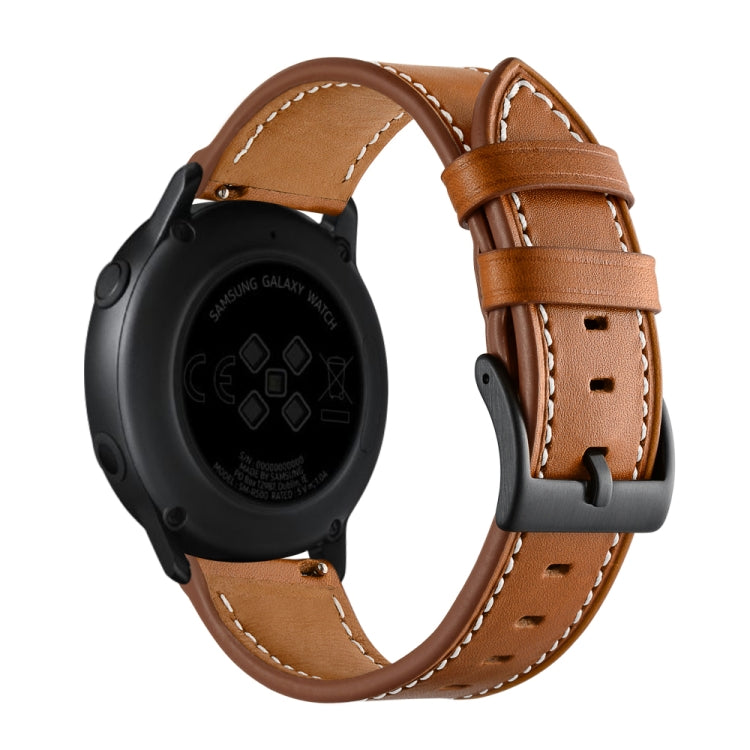 For Samsung Galaxy Watch 46mm Leather Watch Band(Brown)