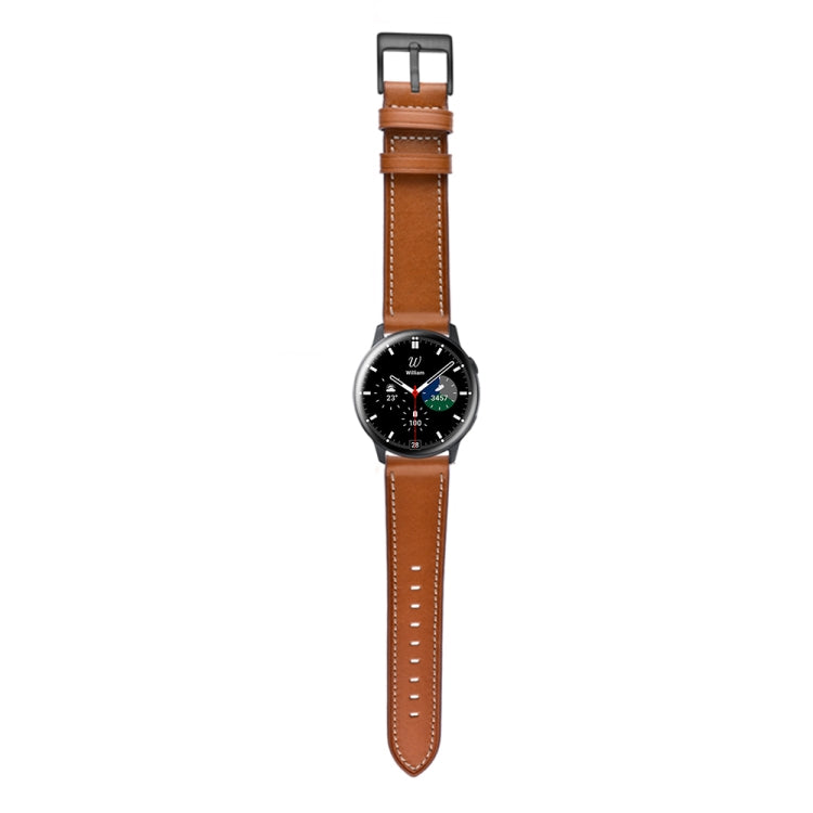 For Samsung Galaxy Watch 46mm Leather Watch Band(Brown)