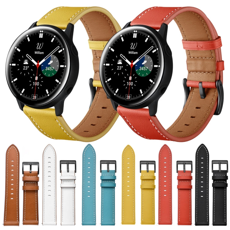 For Samsung Galaxy Watch 46mm Leather Watch Band(Brown)