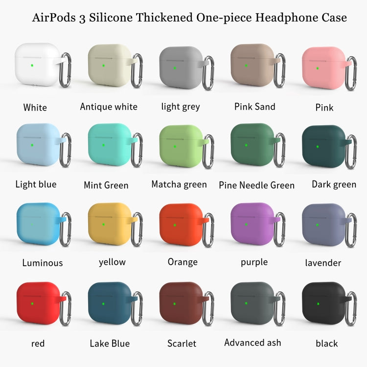 Silicone Thickening Wireless Earphone Protective Case with Hook For AirPods 3(Lavender Purple)