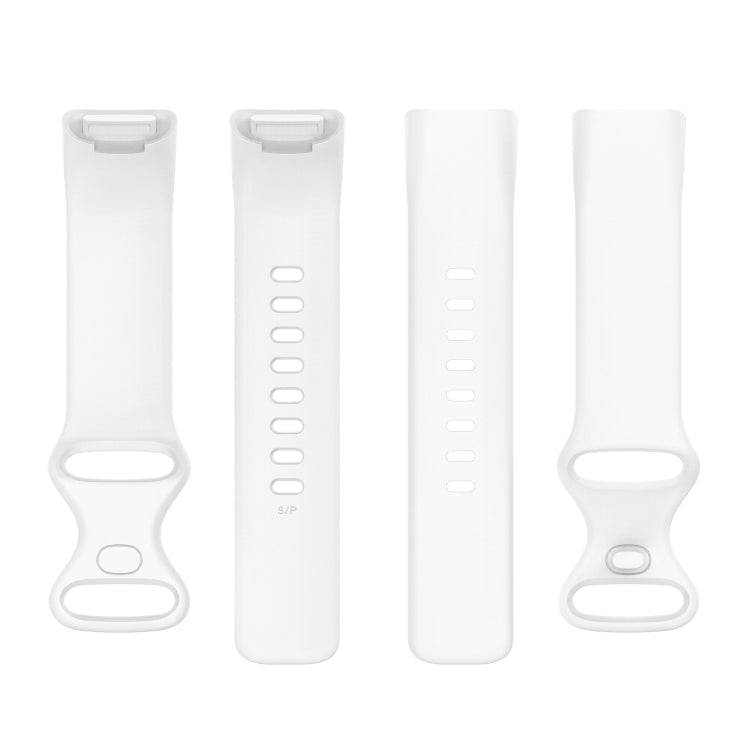 For Fitbit Charge 5 Silicone Watch Band, Size:S(White)