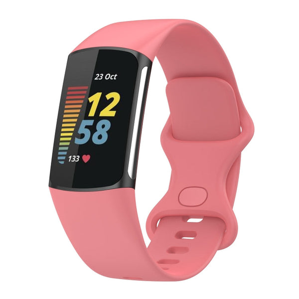 For Fitbit Charge 5 Silicone Watch Band, Size:S(Red)