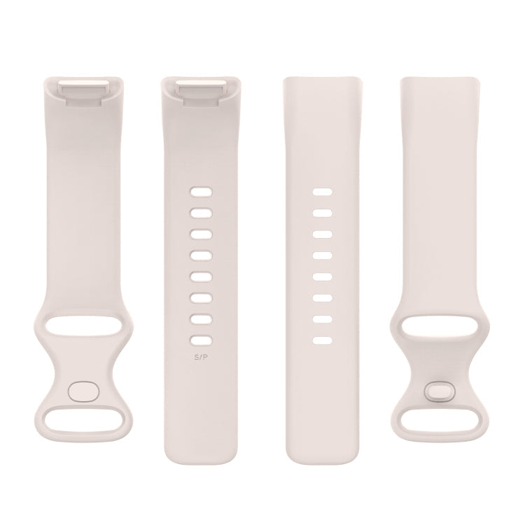 For Fitbit Charge 5 Silicone Watch Band, Size:S(Moon White)