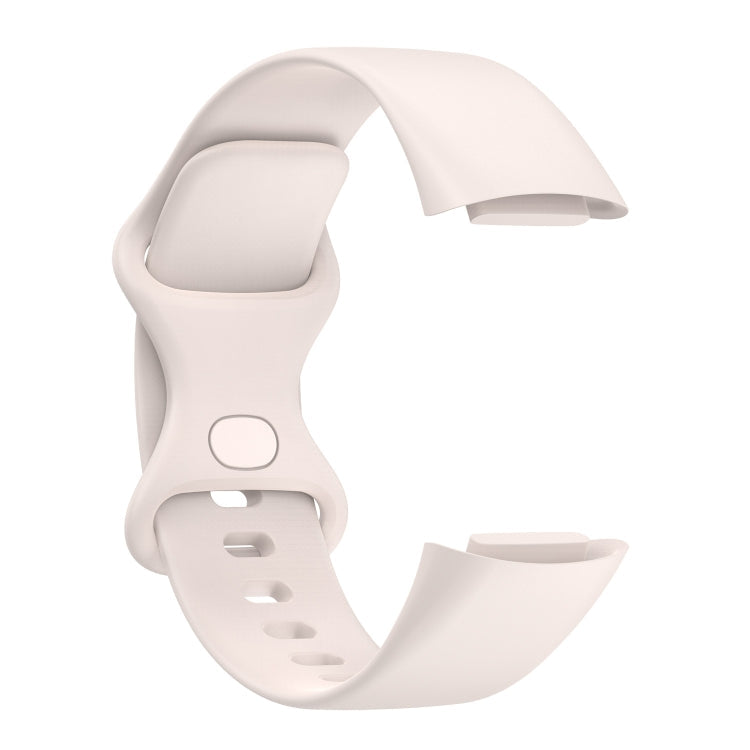 For Fitbit Charge 5 Silicone Watch Band, Size:S(Moon White)