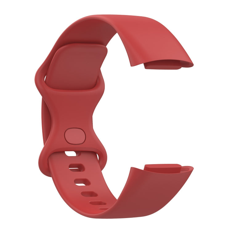 For Fitbit Charge 5 Silicone Watch Band, Size:S(Official Red)