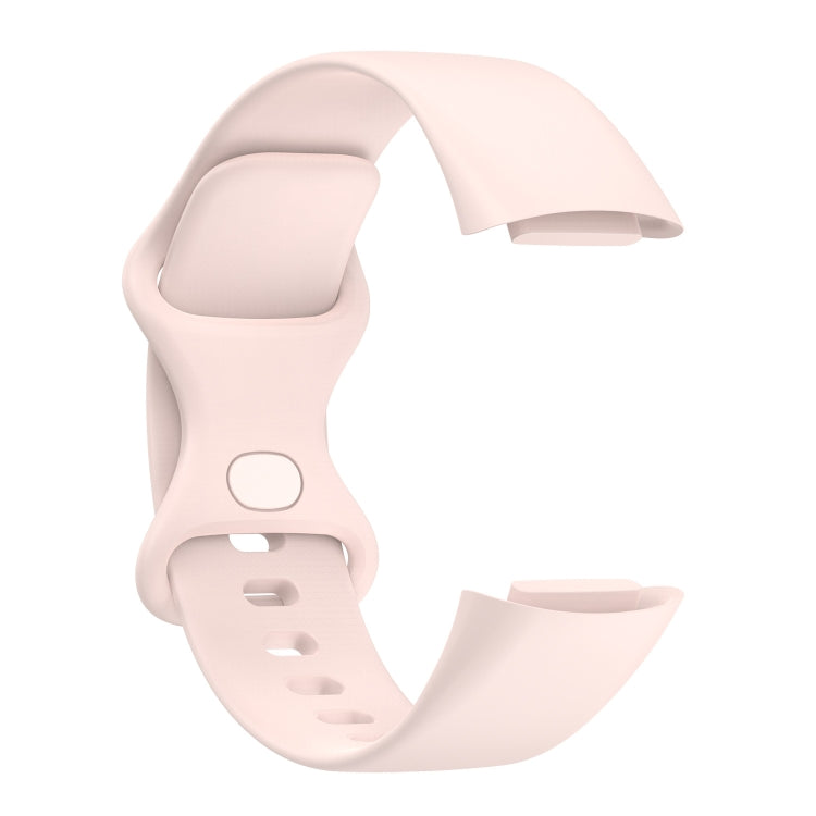 For Fitbit Charge 5 Silicone Watch Band, Size:S(Sand Pink)
