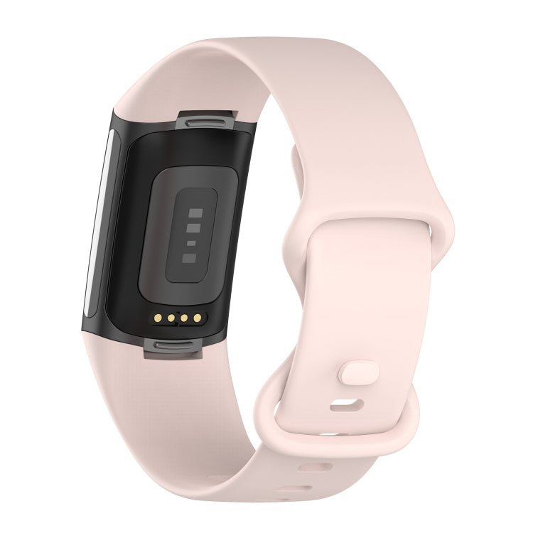 For Fitbit Charge 5 Silicone Watch Band, Size:S(Sand Pink)