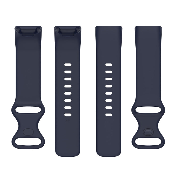 For Fitbit Charge 5 Silicone Watch Band, Size:S(Dark Blue)