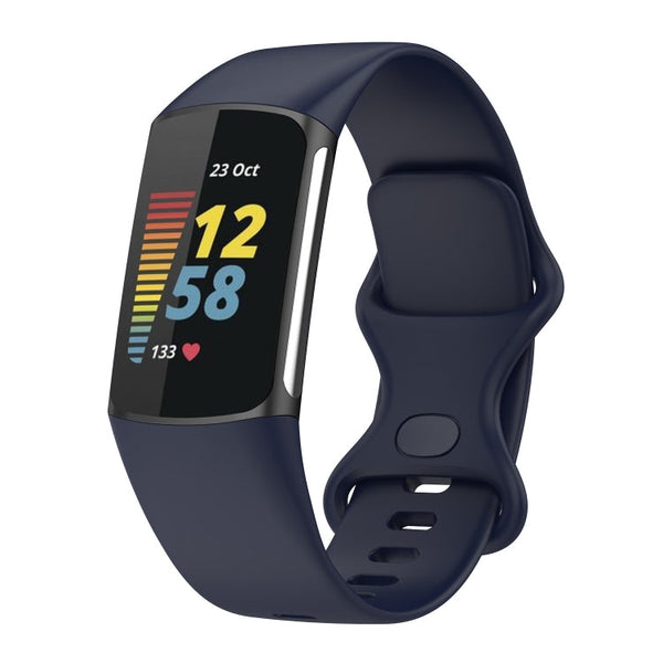 For Fitbit Charge 5 Silicone Watch Band, Size:S(Dark Blue)