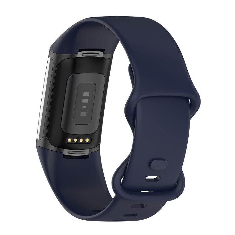 For Fitbit Charge 5 Silicone Watch Band, Size:S(Dark Blue)