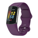For Fitbit Charge 5 Silicone Watch Band, Size:S(Dark Purple)