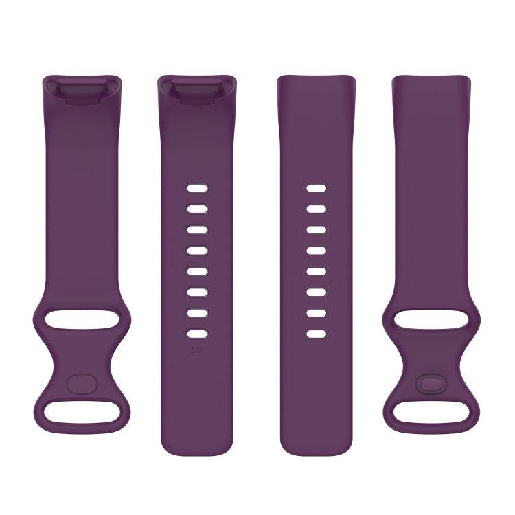 For Fitbit Charge 5 Silicone Watch Band, Size:S(Dark Purple)