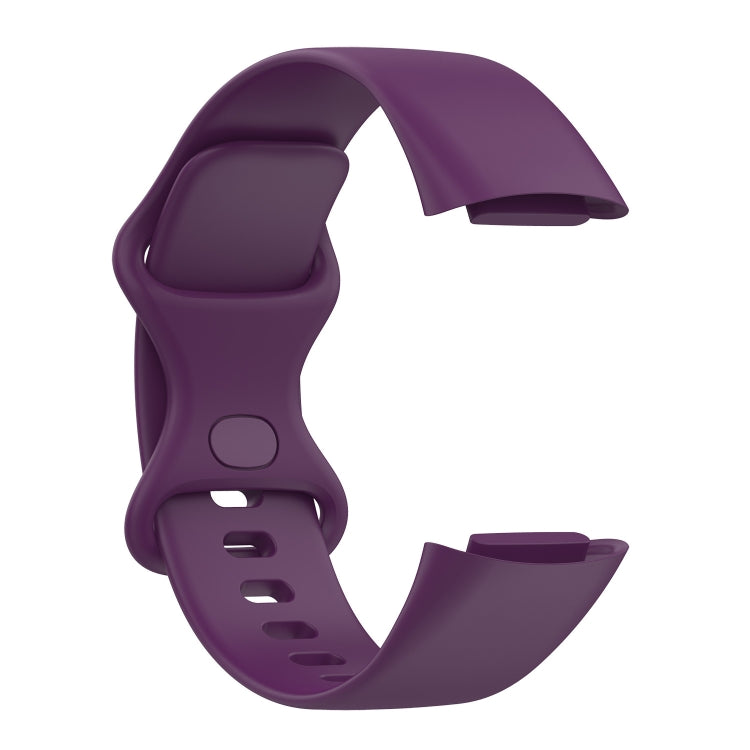 For Fitbit Charge 5 Silicone Watch Band, Size:S(Dark Purple)