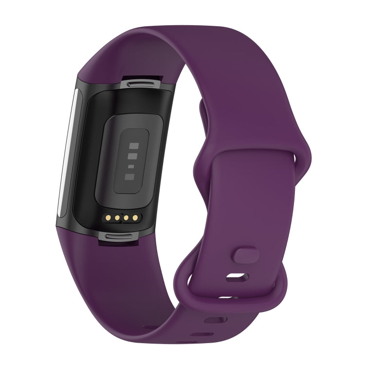 For Fitbit Charge 5 Silicone Watch Band, Size:S(Dark Purple)