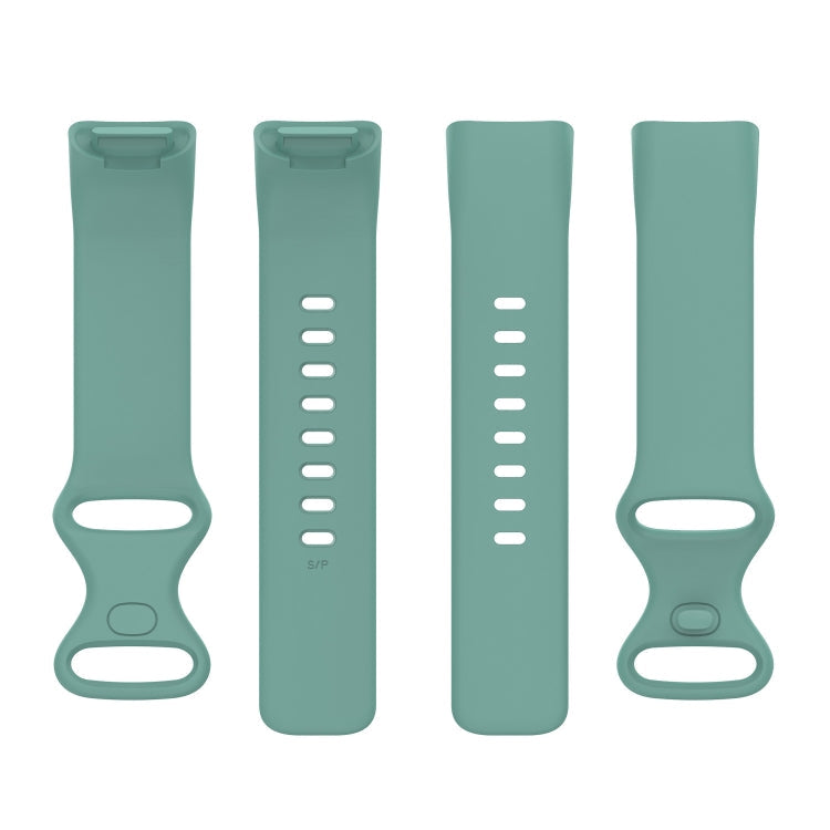 For Fitbit Charge 5 Silicone Watch Band, Size:S(Pine Needle Green)