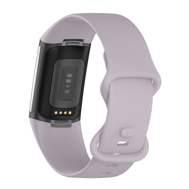 For Fitbit Charge 5 Silicone Watch Band, Size:S(Lavender Purple)