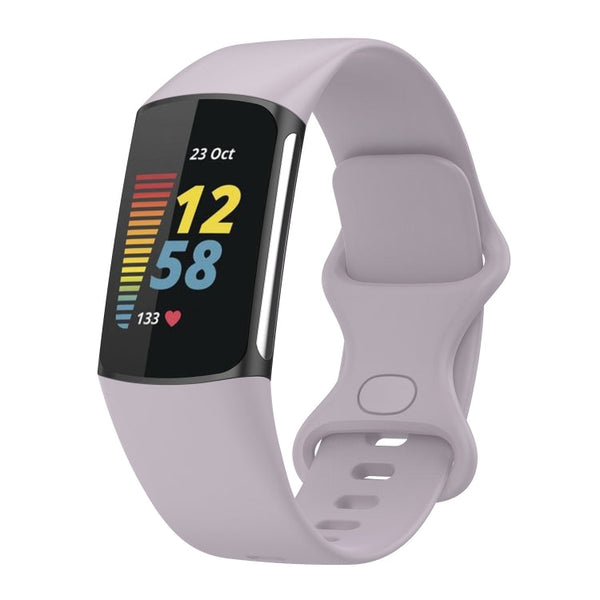 For Fitbit Charge 5 Silicone Watch Band, Size:S(Lavender Purple)