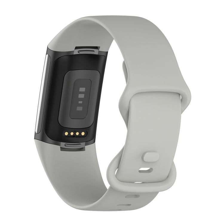 For Fitbit Charge 5 Silicone Watch Band, Size:S(Rock Grey)