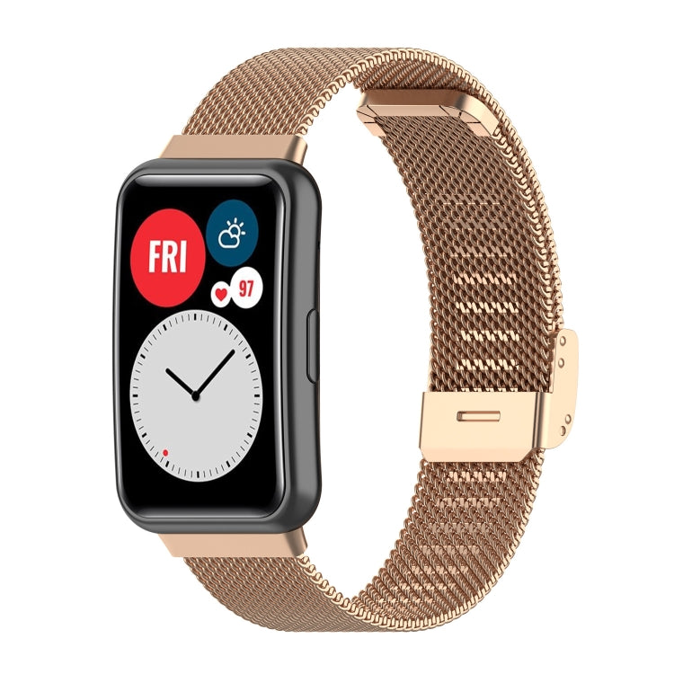For Huawei Watch Fit Mesh Metal Watch Band(Rose Gold)