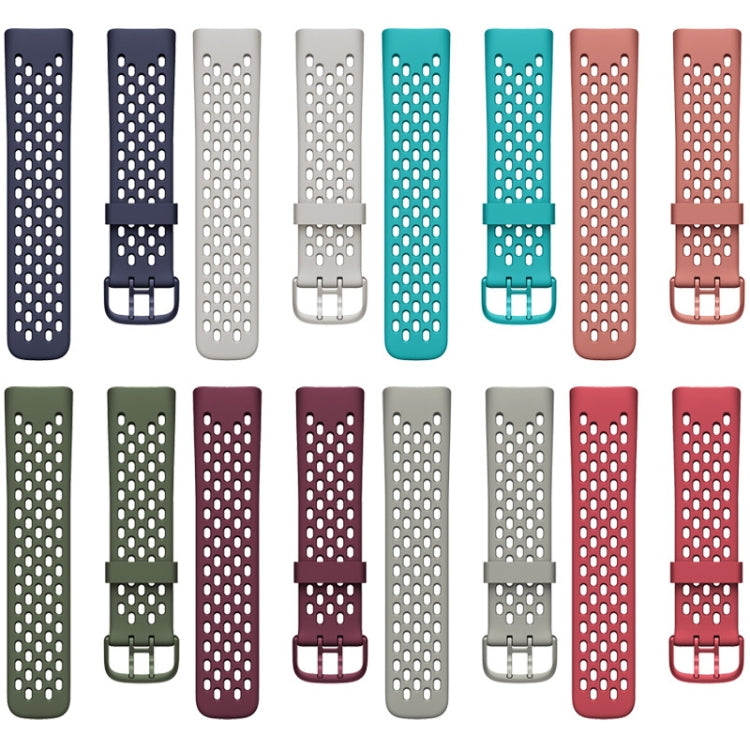 For Fitbit Charge 5 Silicone Hole Watch Band(Black)
