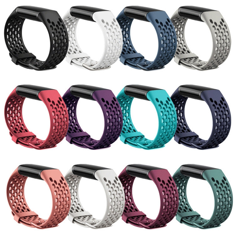For Fitbit Charge 5 Silicone Hole Watch Band(Black)