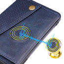 For Huawei P50 Pro Double Buckle PU + TPU Shockproof Magnetic Case with Card Slots & Holder(Blue)