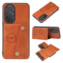 For Huawei P50 Pro Double Buckle PU + TPU Shockproof Magnetic Case with Card Slots & Holder(Brown)