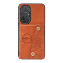 For Huawei P50 Pro Double Buckle PU + TPU Shockproof Magnetic Case with Card Slots & Holder(Brown)