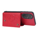 For Huawei P50 Pro Double Buckle PU + TPU Shockproof Magnetic Case with Card Slots & Holder(Red)