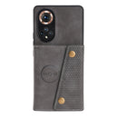 For Honor 50 Double Buckle PU + TPU Shockproof Magnetic Case with Card Slots & Holder(Grey)