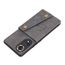 For Honor 50 Double Buckle PU + TPU Shockproof Magnetic Case with Card Slots & Holder(Grey)