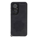 For Huawei P50 Mandala Embossed PU + TPU Magnetic Case with Card Slots & Holder & Lanyard(Black)