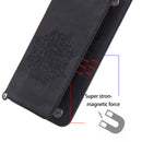 For Huawei P50 Mandala Embossed PU + TPU Magnetic Case with Card Slots & Holder & Lanyard(Black)